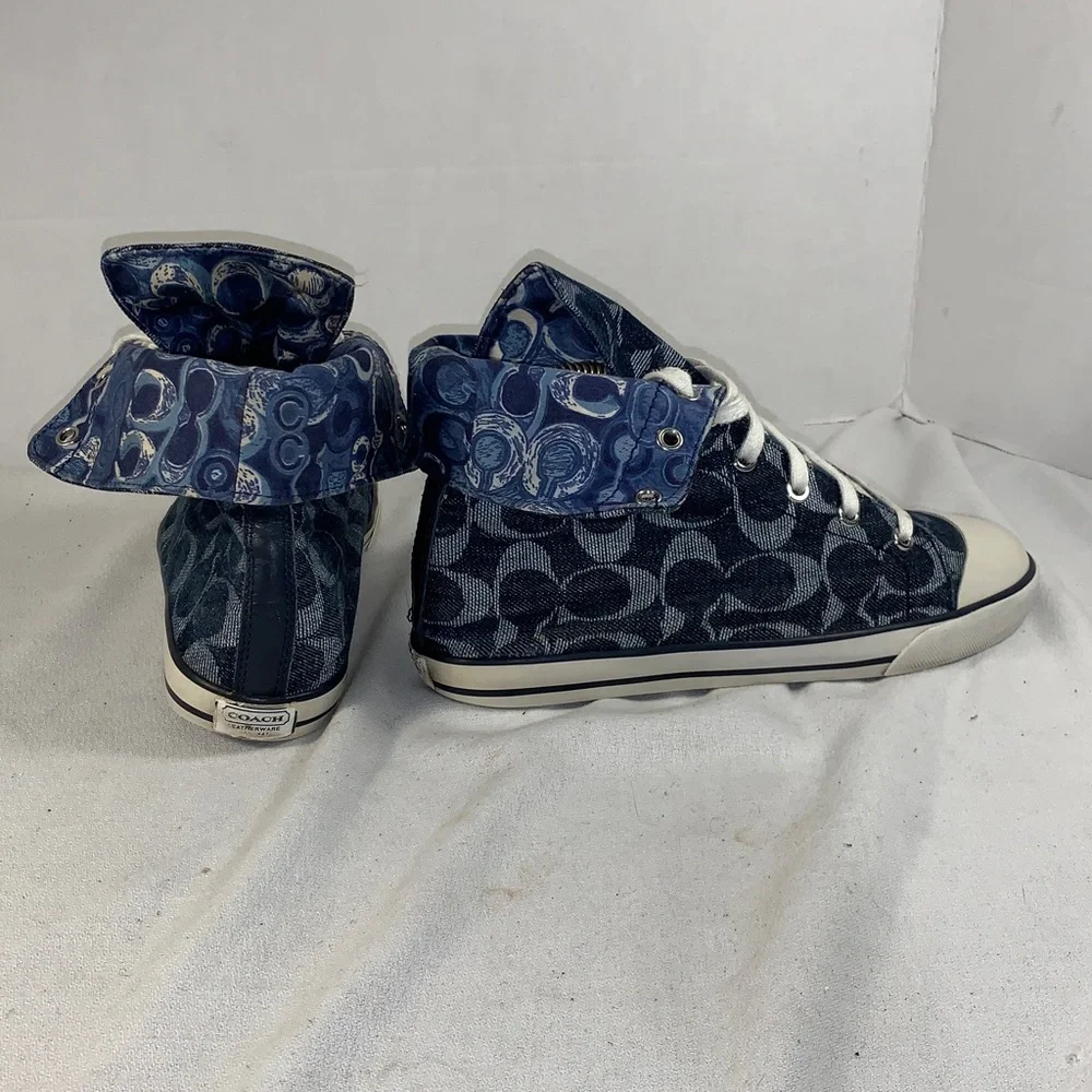 Coach Women’s Bonney Signature Blue Canvas Twill Denim High-Top Sneakers